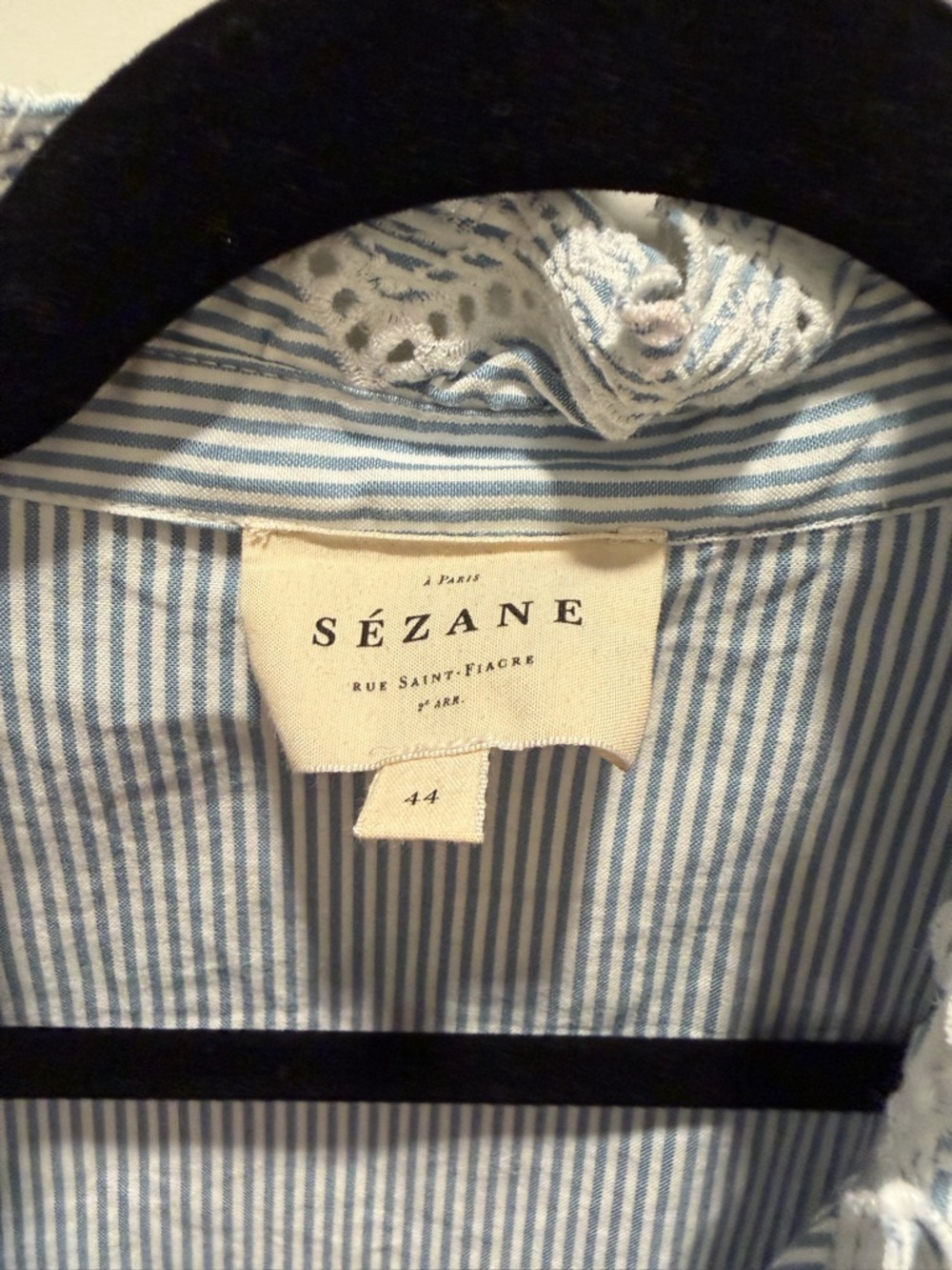 Sezane Chlo Shirt Rayures Ecru/bleu - Size 44 - Picture 2 of 2